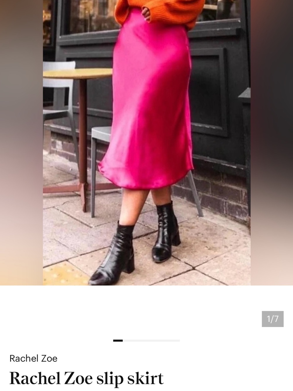 Rachel Zoe Hot Pink Satin Midi Slip Skirt - Picture 2 of 5